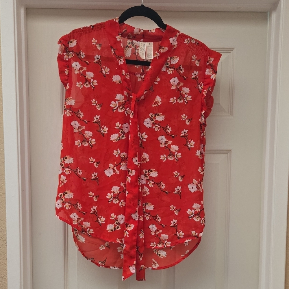 Red Sleeveless Blouse